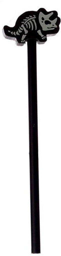 Dinosaur Pencil With Glow In The Dark Skeleton Eraser Topper