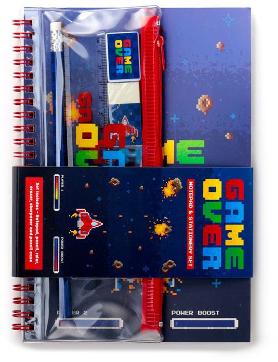 Game Over Ring Bound Notepad & Pencil Case 6 Piece Stationery Set