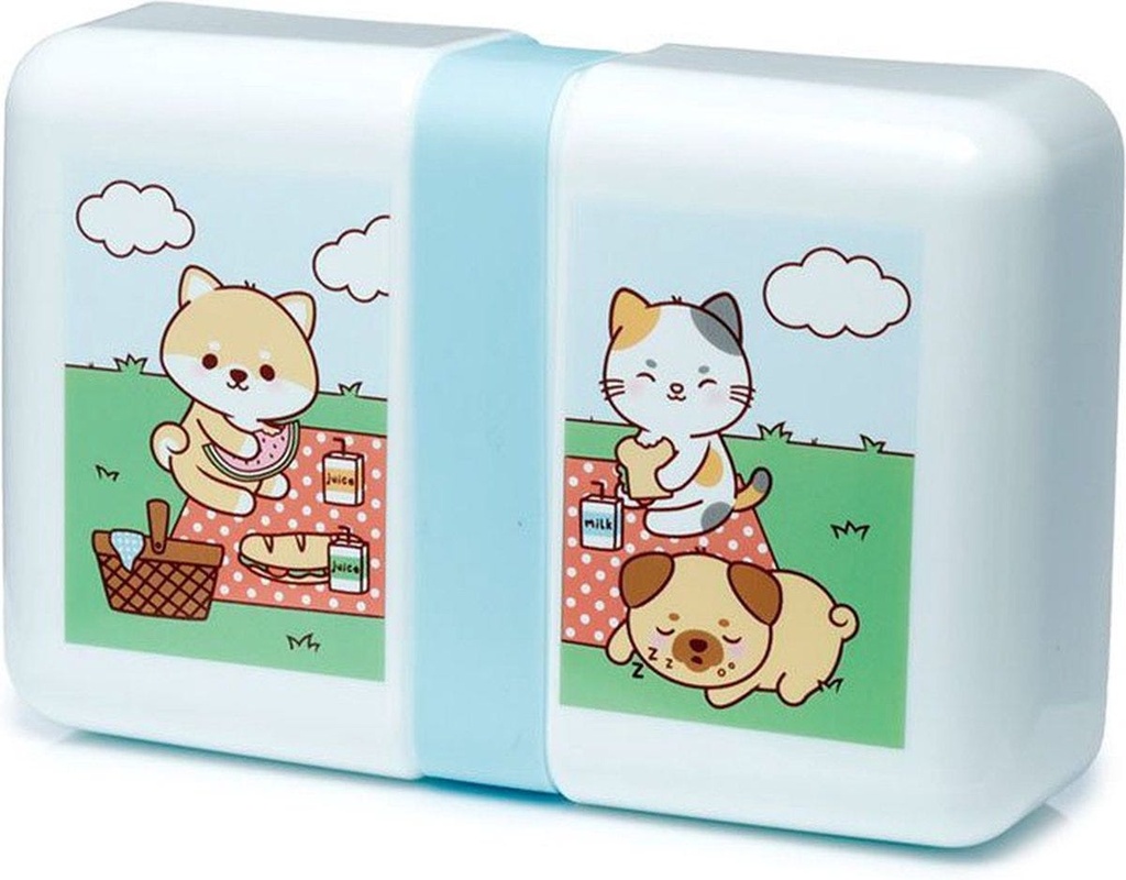 Rectangular Lunch Box With Elastic Strap - Adoramals Pets Picnic