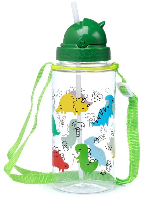 450Ml Shatterproof Water Bottle With Flip Straw - Dinosauria Jr