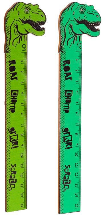 DINOSAURIA SHAPED TOP WOODEN RULER (15CM)