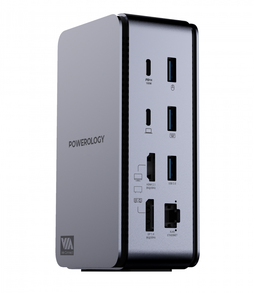 Powerology 15 In 1 Dual Dock Station Grey