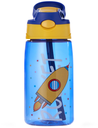 Water Bottle With Straw Leakproof & Spillproof, 400ML - Blue Rocket