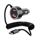 Porodo 60W Dual Port Transparent Aluminum Car Charger Integrated Type-C Cable Black