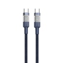 Porodo Braided Cable Transparent USB-C To USB-C Fast Charge & Data 1.2m/4ft Blue