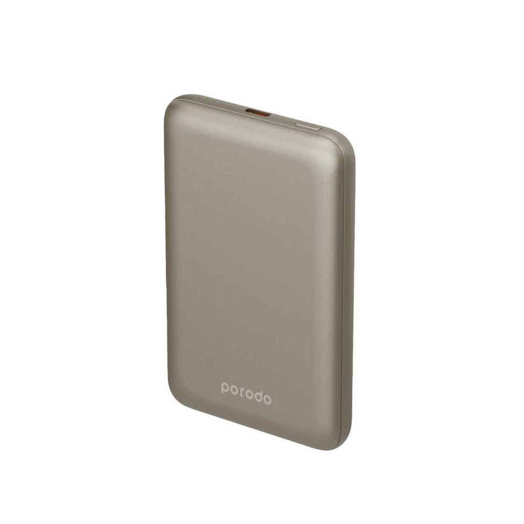 Porodo 10000mAh Aluminum Pocket Power Bank Super Slim Design Titanium