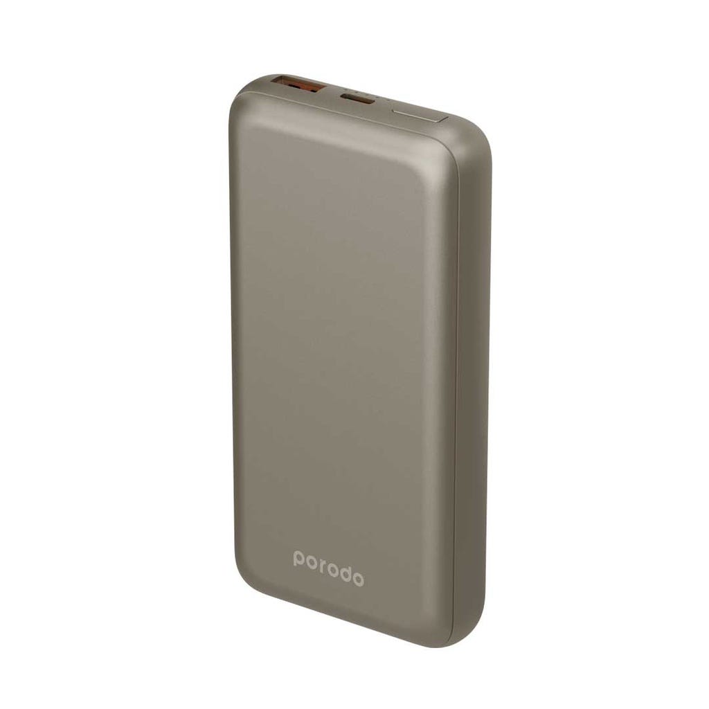Porodo 20000mAh Aluminum Compact Power Bank Dual Output Charging Titanium