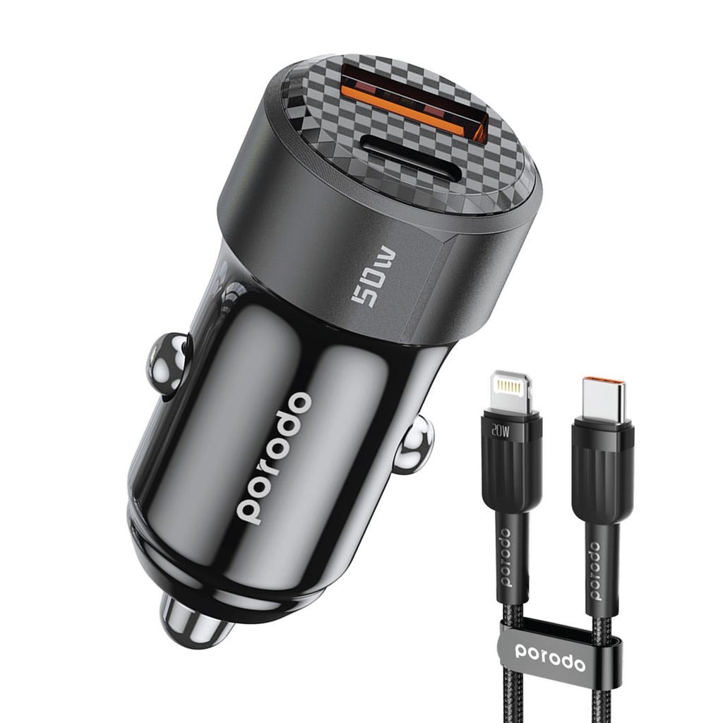 Porodo 50W Dual Output Car Charger Titanium
