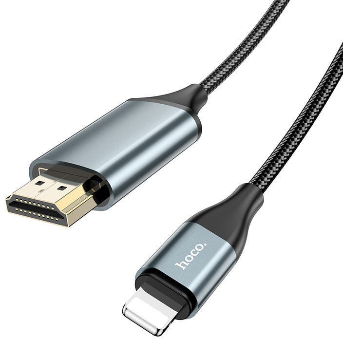 Hoco Ua15 High-Definition On-Screen Cable For Ip To Hdmi Metal Gray