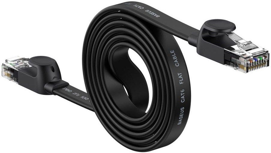Baseus High Speed Six Types Of RJ45 Gigabit Network Cable (Flat Cable)1.5M Black