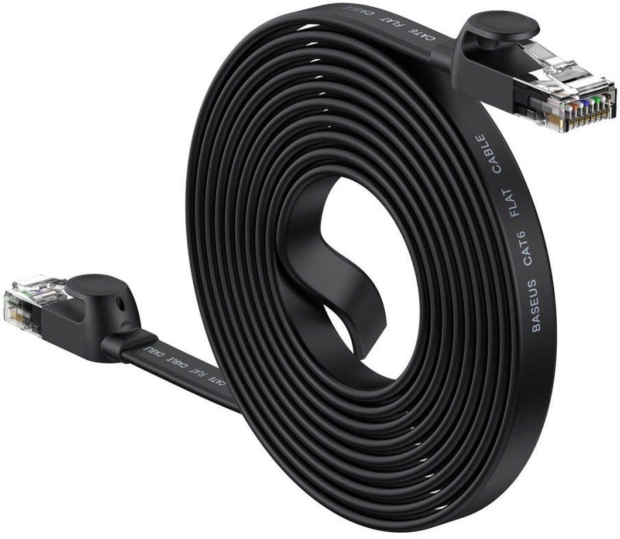 Baseus High Speed Six Types Of RJ45 Gigabit Network Cable (Flat Cable)2M Black