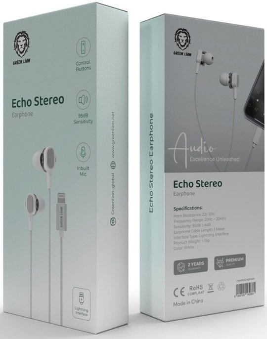 Green Lion Echo Stereo Earphones White