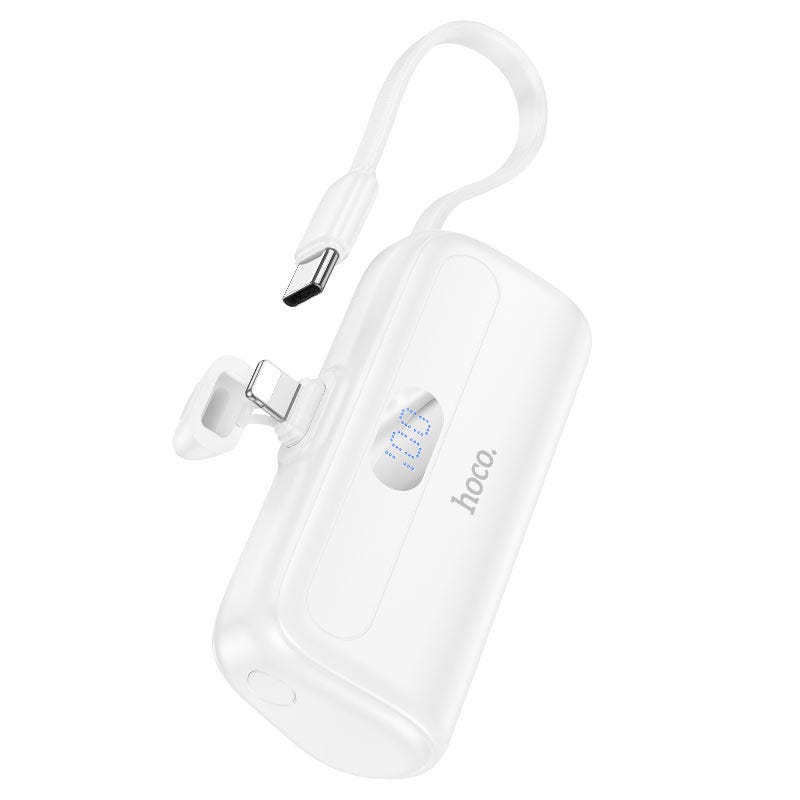 Hoco J116 Pro Pocket Power Bank With Cable(5000Mah) White