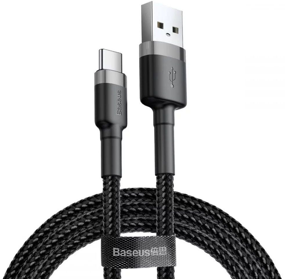 Baseus Cafule Cable USB For Type-C 2A 2M Gray+Black