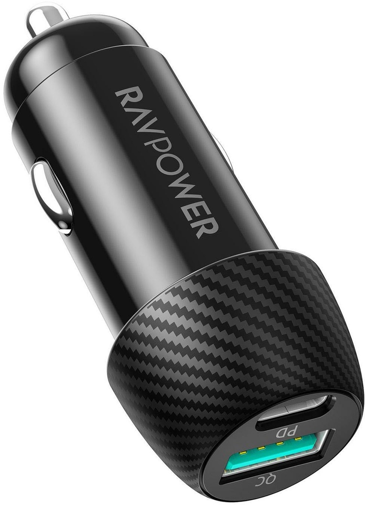 RAVPower PD Power Port 18W Car Charger Combo - Black