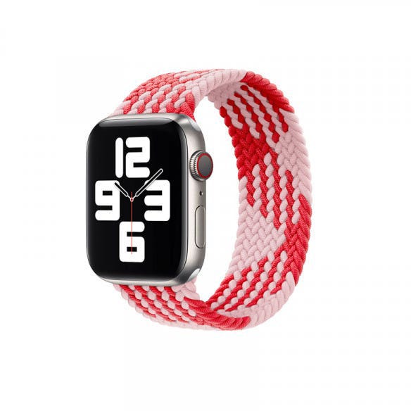 Wiwu Braided Solo Loop Watchband For IWatch 42-44MM (L:155MM) - Pink-Red