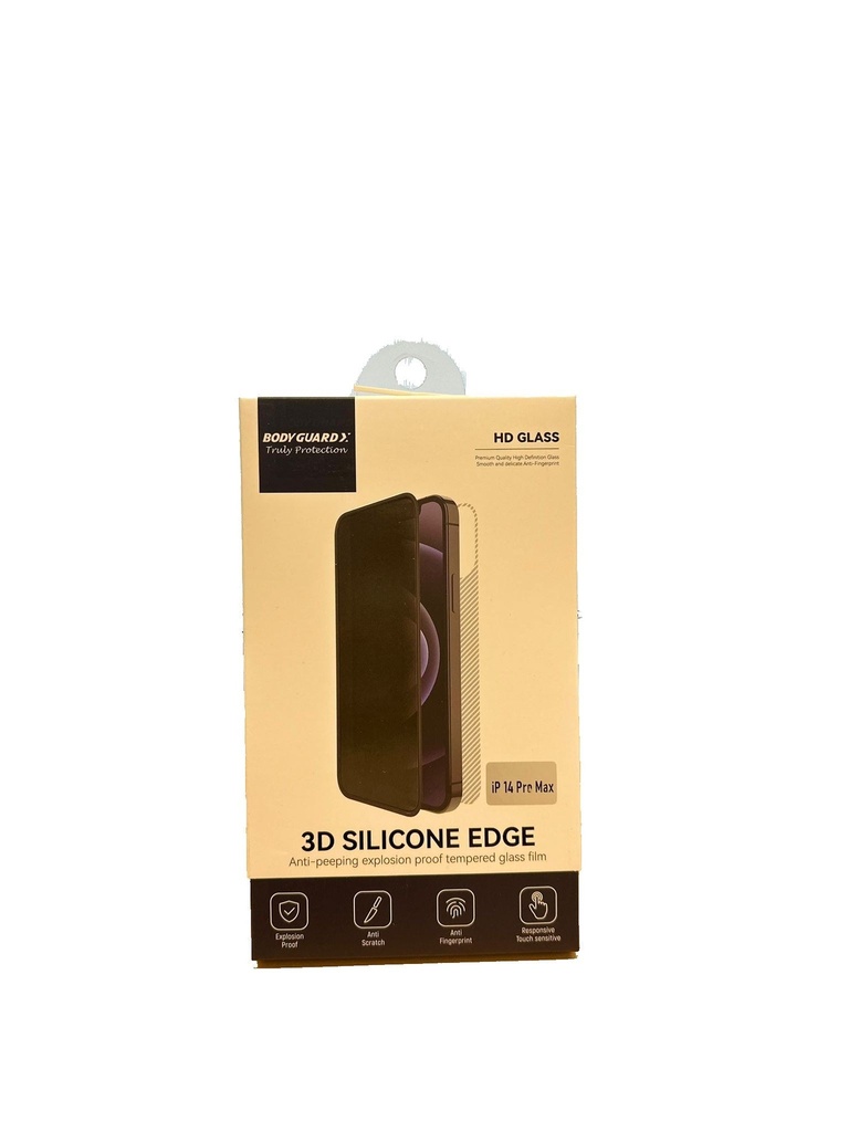 Body Guardx Rubber Edge Silk Privacy 14 Pro Max Black