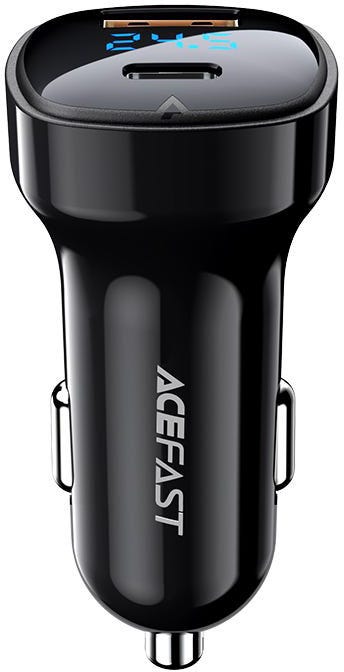 Acefast B4 Digital Display 66W(USB-C+USB-A) Dual Port Car Charger Black