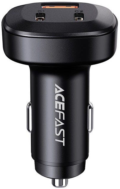 Acefast B3 66W(USB-C+USB-C+USB-A) Three-Port Metal Car Charger Black