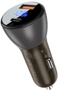 Acefast B6 Metal Car Charger 63W (USB-A+USB-C) With Digital Display Transparent Black