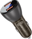 Acefast B7 Metal Car Charger 45W (USB-A + USB-A) With Digital Display Transparent Black