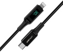 Acefast C6-01 USB-C To Lightning Zinc Alloy Digital Display Braided Charging Data Cable Black