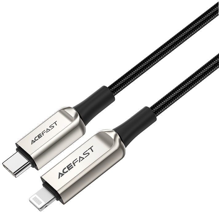Acefast C6-01 USB-C To Lightning Zinc Alloy Digital Display Braided Charging Data Cable Silver