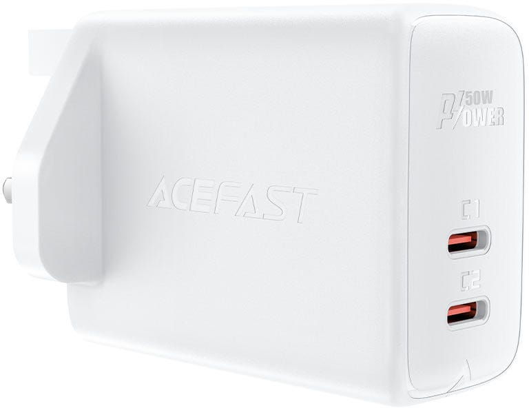 Acefast A32 PD 50W Gan (USB-C+USB-C) Dual Port Charger (Uk) White