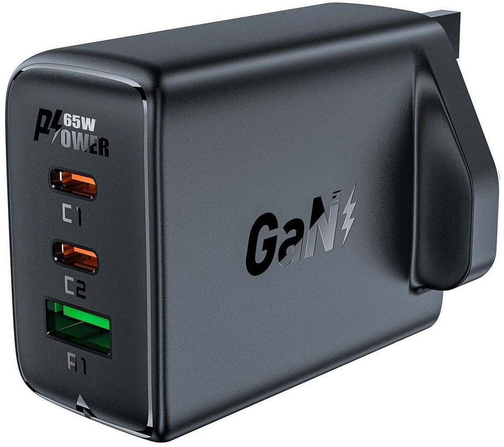 Acefast A44 PD 65W Gan (2*USB-C+USB-A) Charger,Black Black