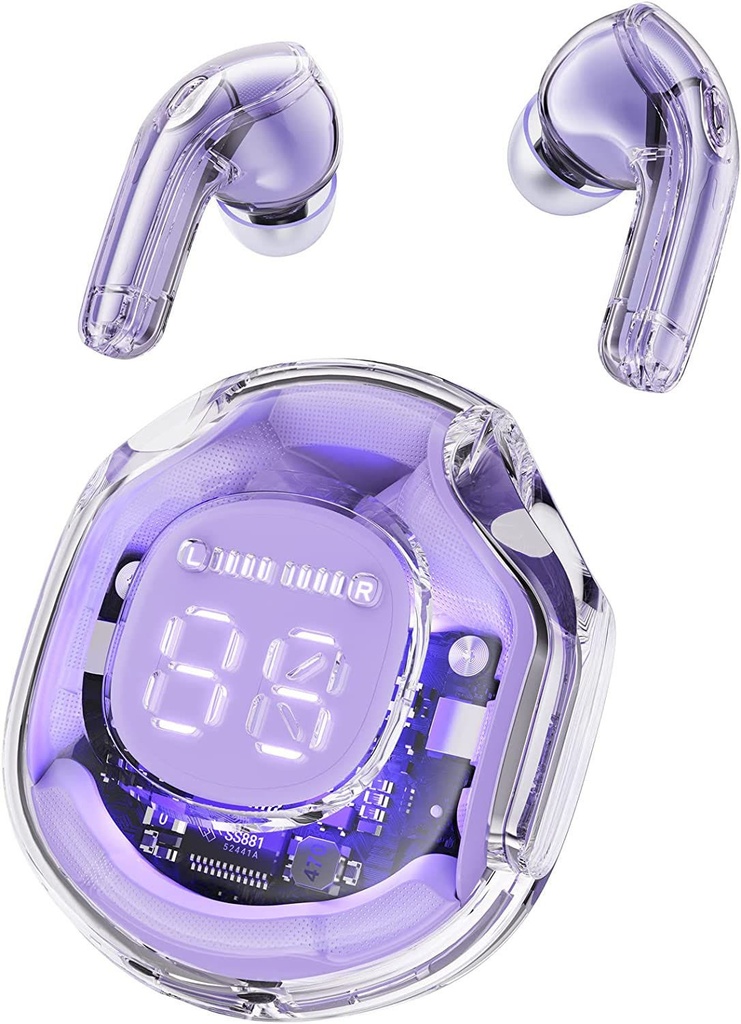 Acefast T8 Crystal (2) Color Bluetooth Earbuds,White Moon Alfalfa Purple