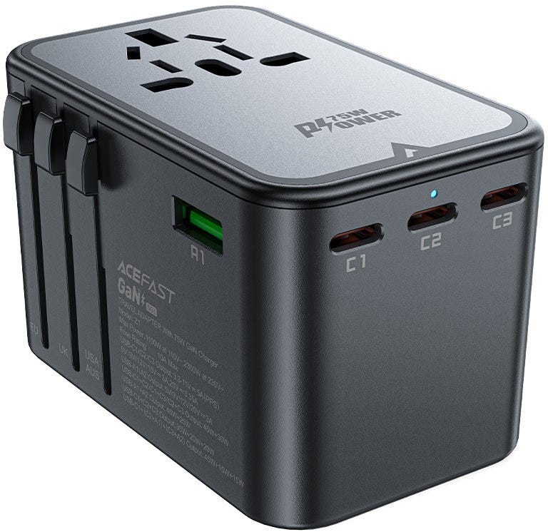 Acefast Z1 PD75W Gan (3*USB-C+2*USB-A) Multifunctional Charging Adapter