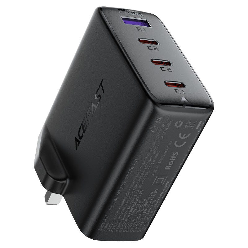 Acefast A97 PD100W Gan (3*Usb-C+Usb-A) Charger (Uk) Black