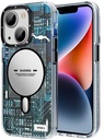 Youngkit Futuristic Circuit Upgraded anti-Drop Impact Magsafe Case for IP14 Plus - Blue