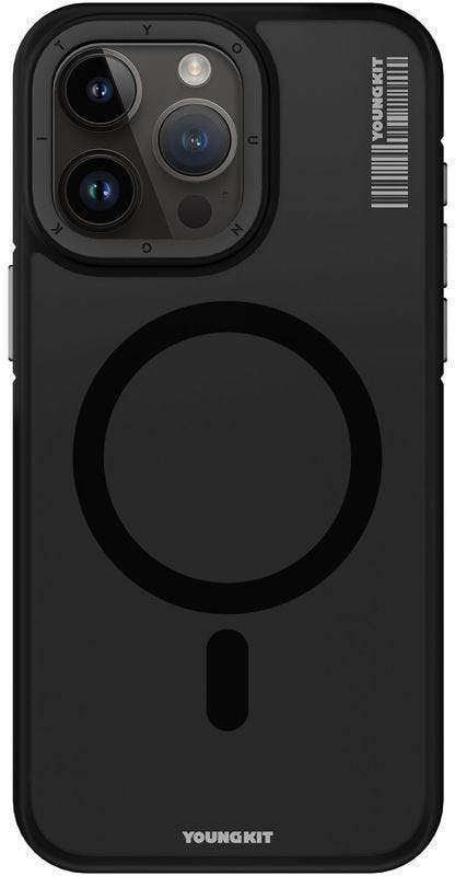 Youngkit Skin Feel Rock Sand Magsafe Case For iPhone 15 Pro Max - Black