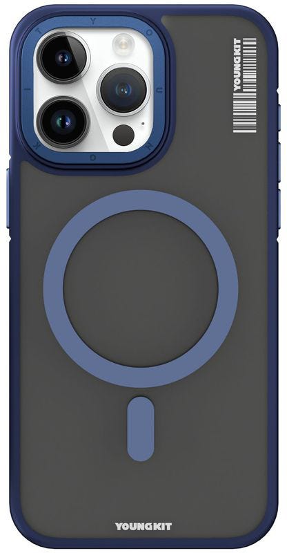 Youngkit Skin Feel Rock Sand Magsafe Case For iPhone 15 Pro Max - Blue
