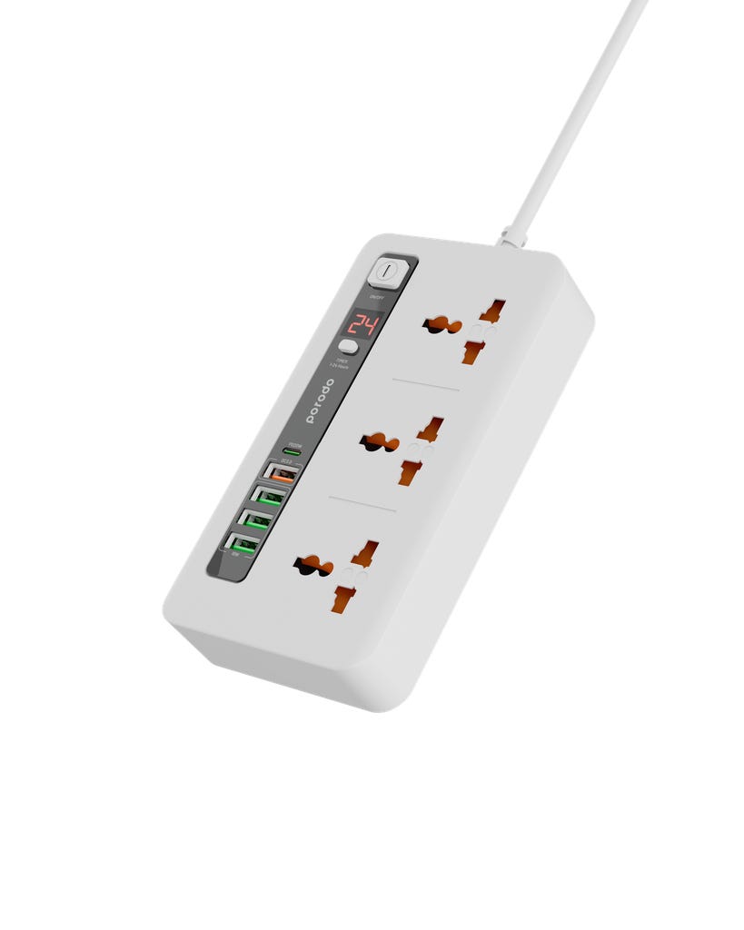 Porodo Multi-Port Power HUB 4 USB-A/USB-C Ultimate Home & Office Kit 2M White