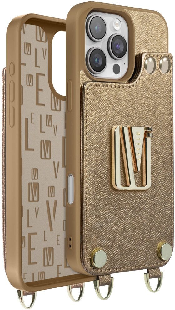 Levelo Serena Leather Case-iPhone 16 Pro -Gold