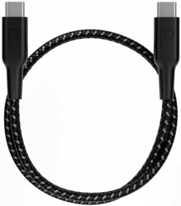 Powerology Braided USB-C To USB-C Data & Fast Charge 30Cm/0.98ft Black