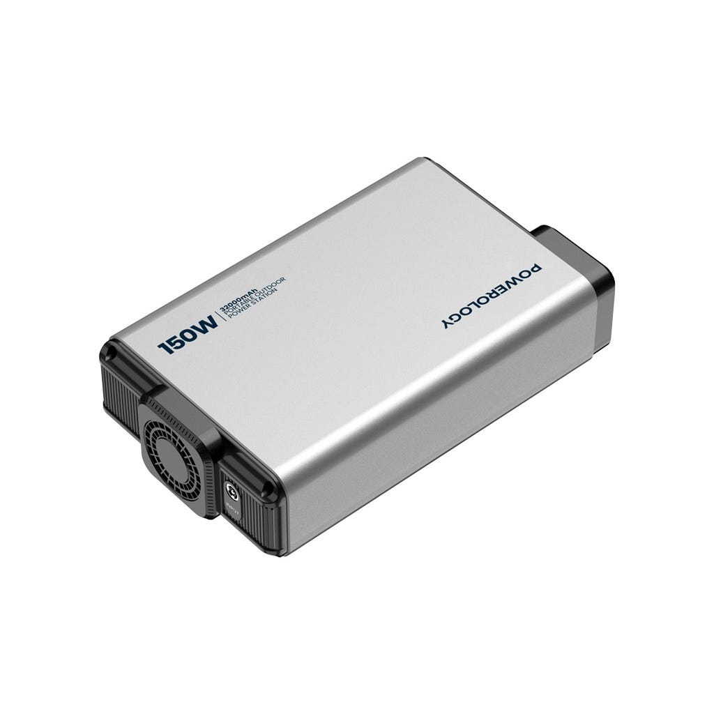 Powerology 32000mAh 150W Mini Power Station With AC Output Grey