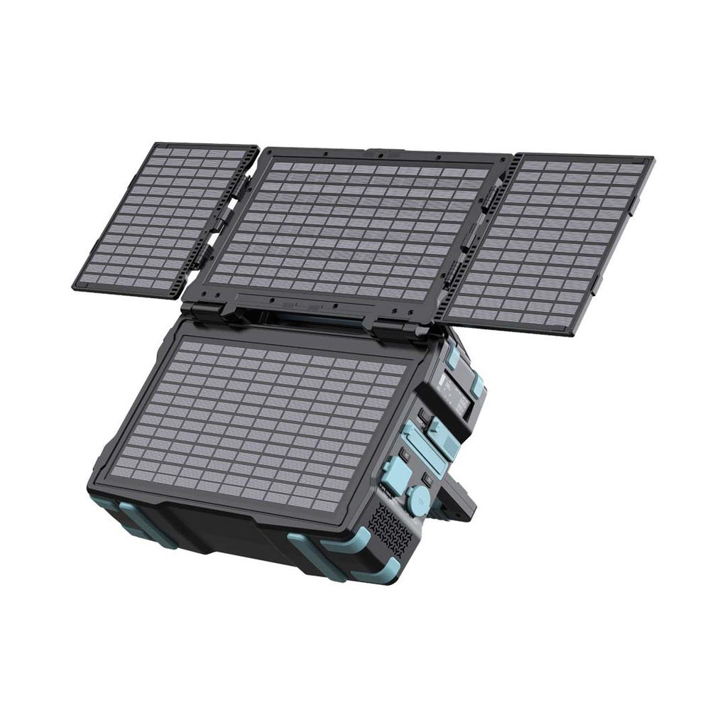 Powerology 76800mAh 300W Portable Generator Integrated Solar Panel Black