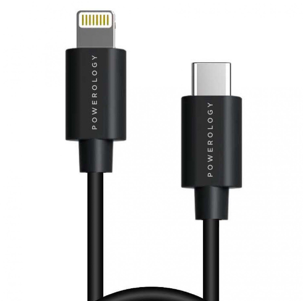 Powerology Data & Fast Charge USB-C to Lightning PD Cable (3m/9.8ft) Black