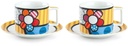 Set 2 Cappuccino Cups With Saucers Britto Flower Ml.220