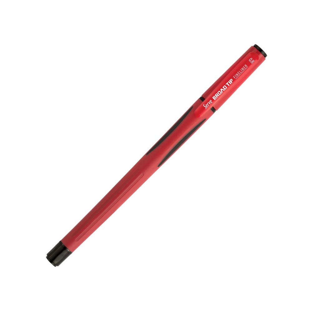 Serve Broad Tip Fineliner, 0.8Mm, Red