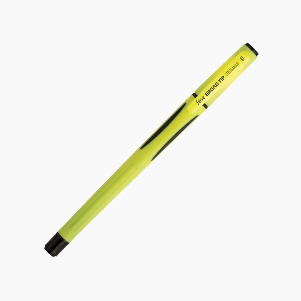 Serve Broad Tip Fineliner, 0.8Mm, Neon Yellow
