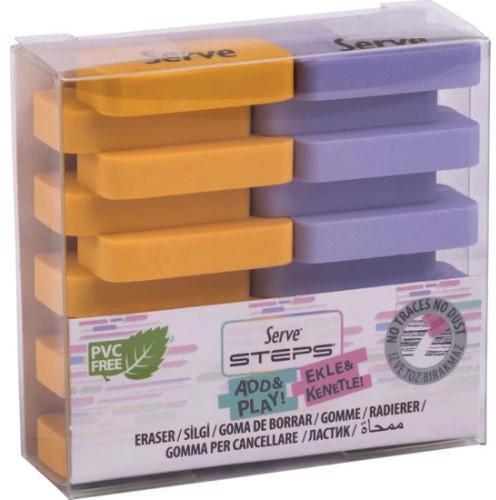 Serve Steps Eraser, In 2 Pcs Pet, (Mustard Yellow, Lavender)