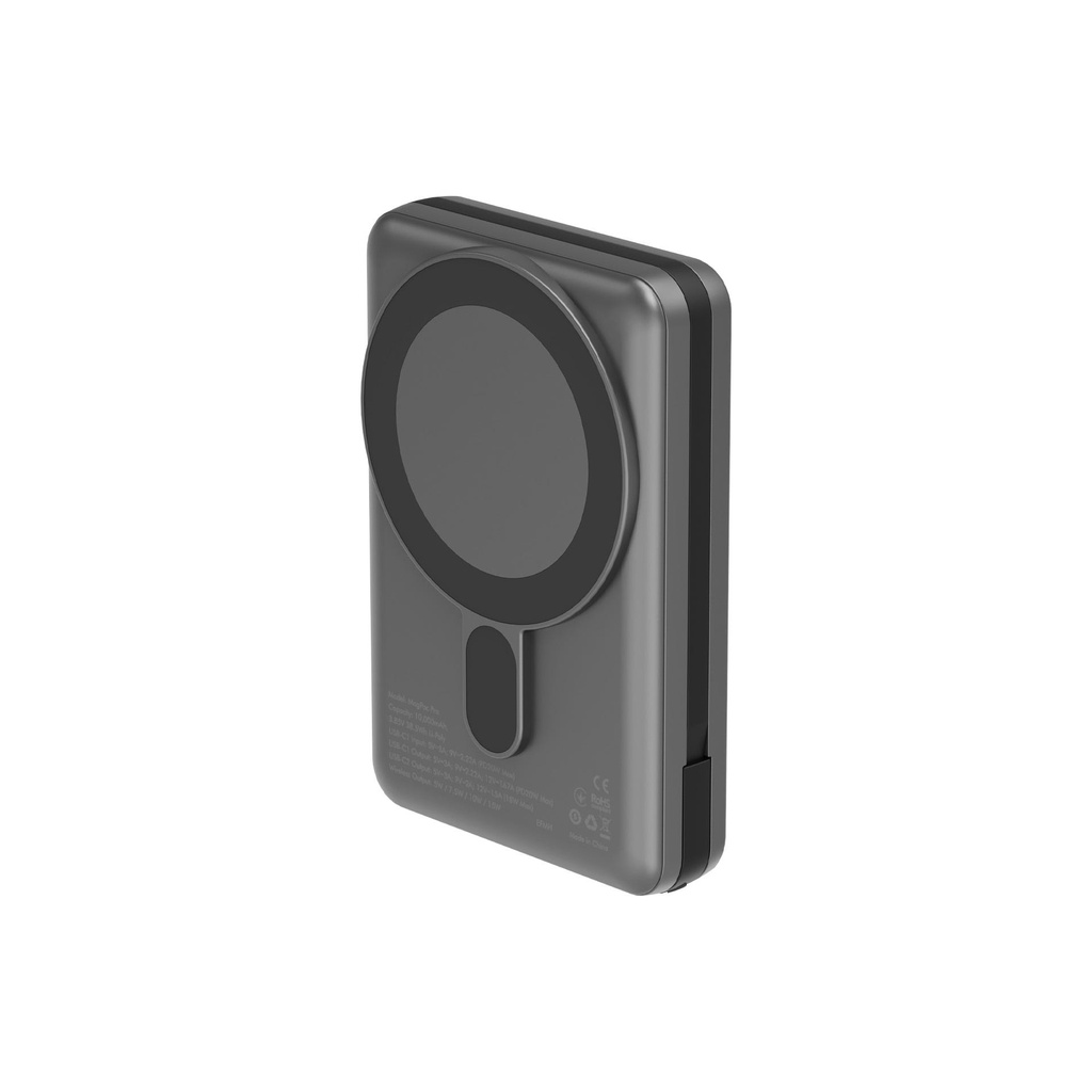 Energea Magpac Pro, 10000Mah Magsafe Compatible Power Bank With Built-In Cable And Stand - Gun/Blk