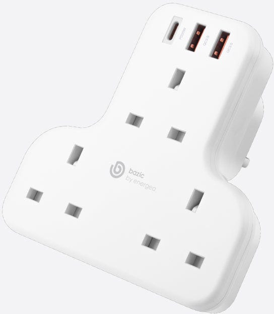 Bazic Goport Trio, Extension Wall Charger With Built-In Usb Output - White
