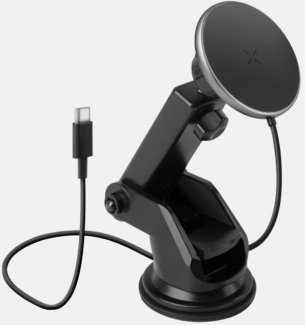 Energea Magdrive, Magsafe Compatible Aluminum Car Charger (Desktop/Air Vent) - Gun/Blk