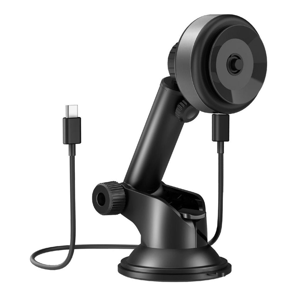 Energea Airlock, Vacuum Phone Mount With 15W Wireless Charging - Gunmetal