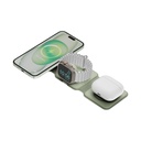 Bazic Gomag Trio PLUS 3in1 Elevated Foldable Magnetic Wireless Charger 15W Iphone Watch Airpods Green